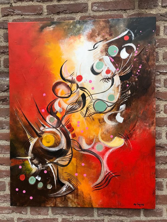 " Summer 2017 " Large Abstract Acrylic Painting - 28x36inches