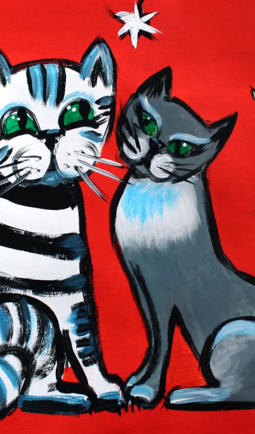 Cats... /  ORIGINAL PAINTING by Salana Art Gallery