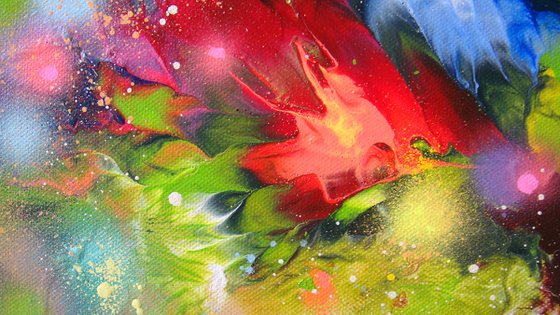 "Hummingbirds and Rainbow" LARGE painting