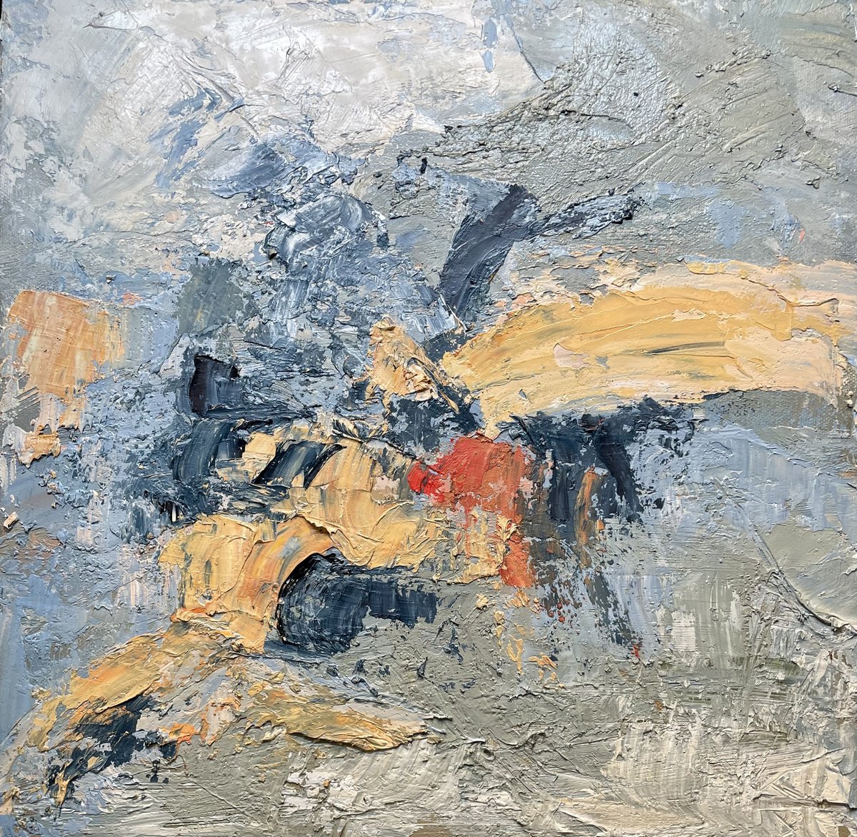 Abstract Oil Painting By Sherry Edmondson, 15 X 15", Eyes Half Closed, Original Artwork