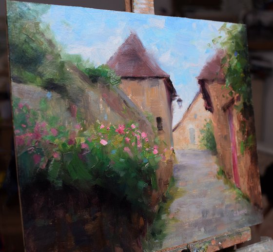Impressionist Medieval street in Corrèze Rurual France