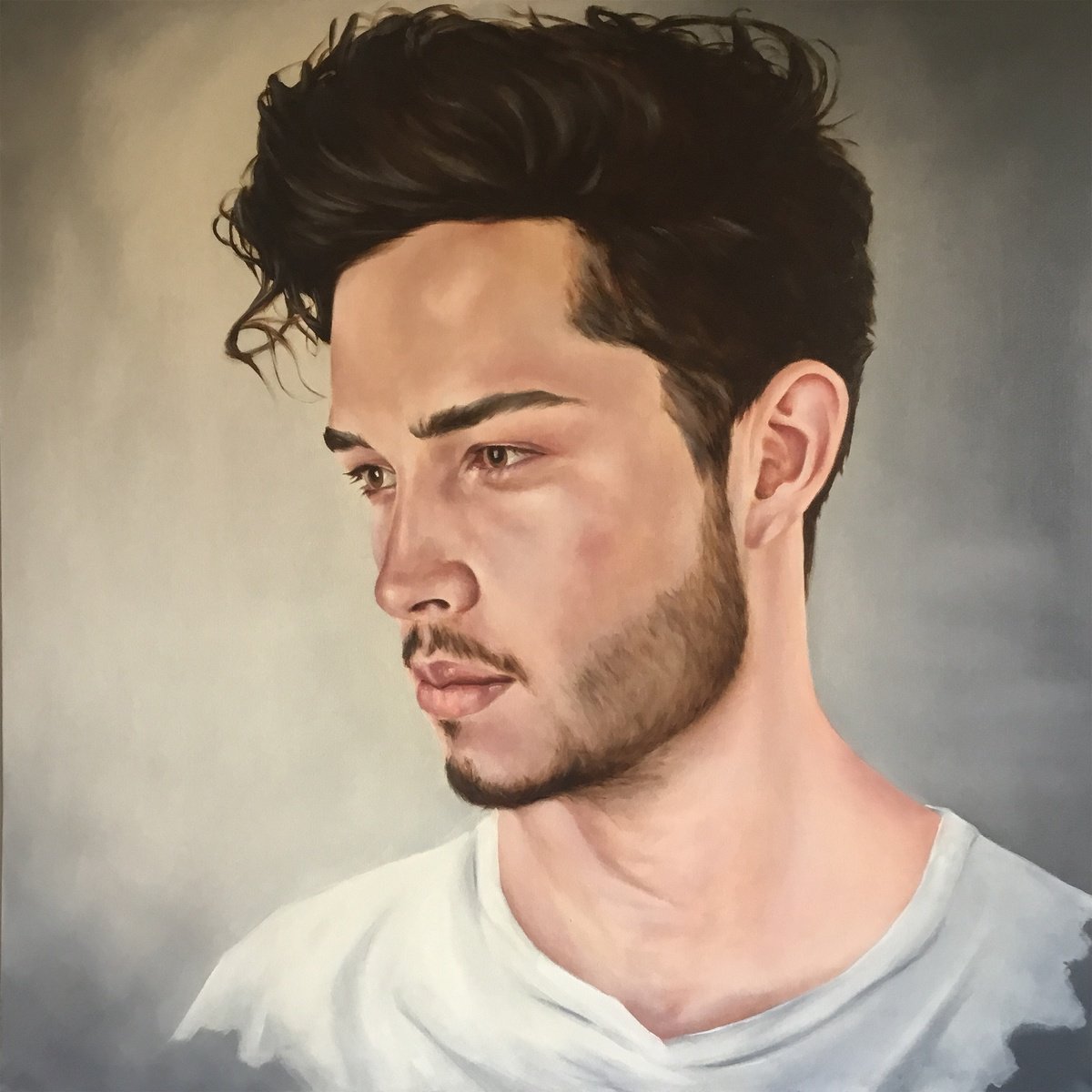 Urban And Pop Portrait Oil Painting By Mullo Art, 39 X 39", My Dreams In Your Eyes, Original Artwork