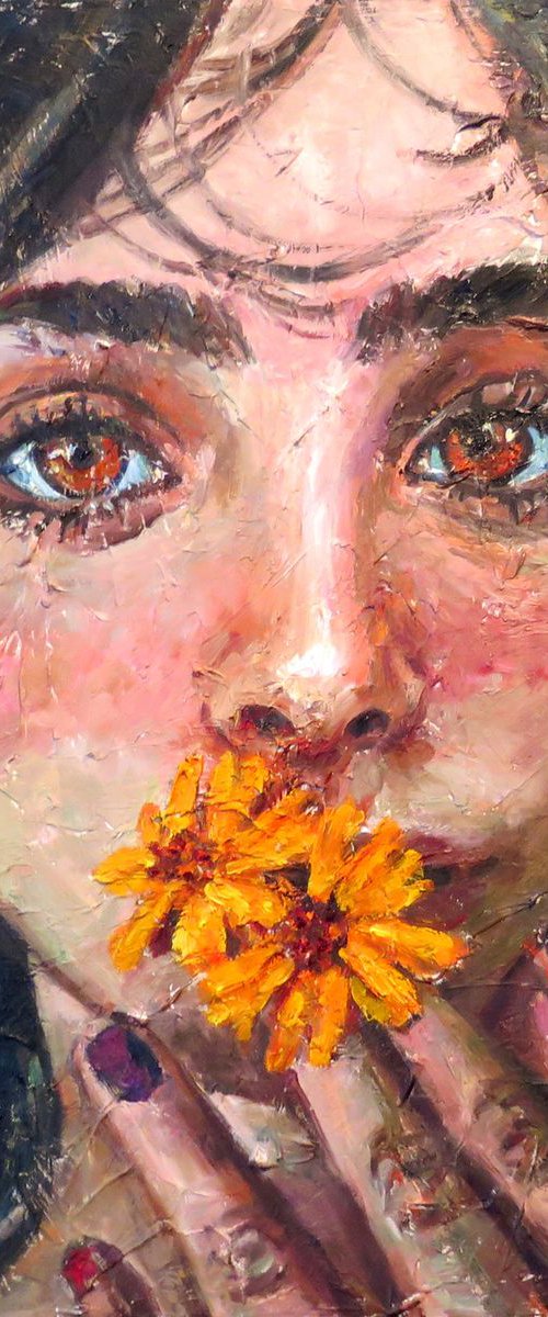 Rosey Cheek, Mixed Media Painting, Contemporary by QI Debrah