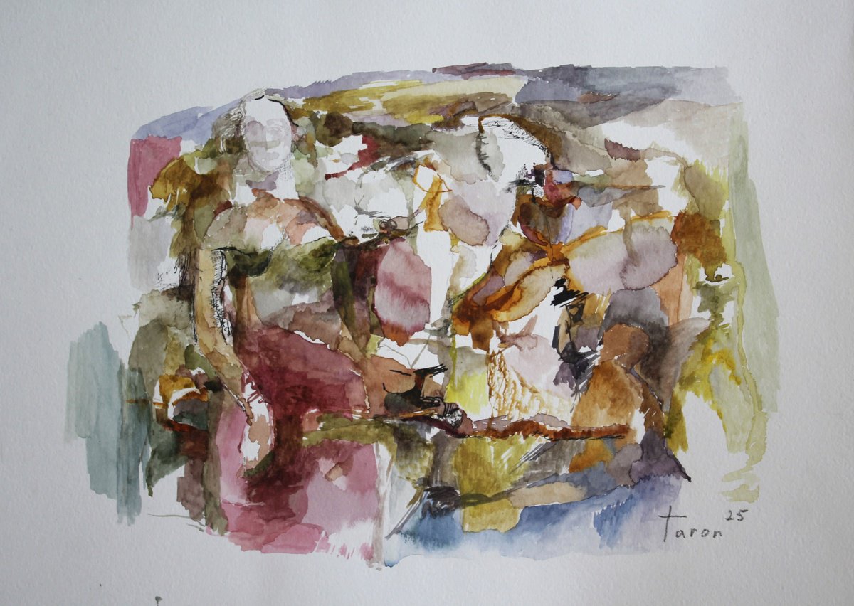 Graphic Portrait Watercolour By Taron Khachatryan, 11 X 8", Expectation, Original Artwork