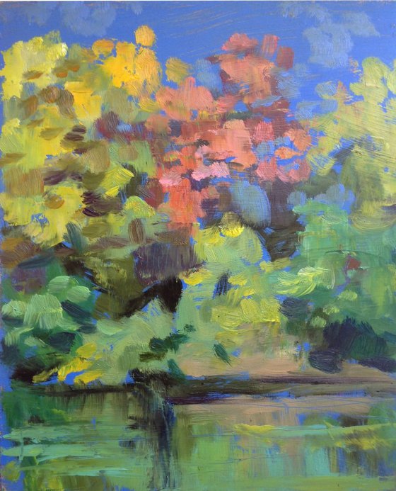 Autumn etude original oil painting modern landscape