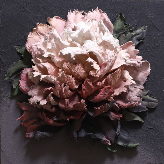 Out of the dark * 30 x 30 cm * sculpture painting * flowers Sculpture by Evgenia Ermilova
