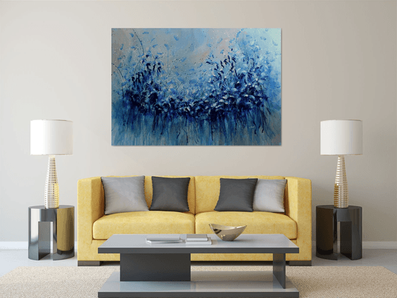 "Riding The Blues" - Super sized floral landscape painting