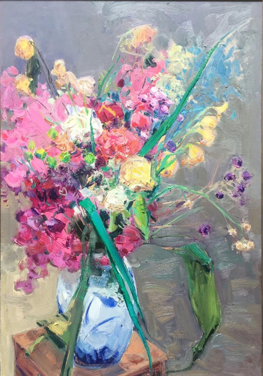 Still life oil painting:flowers by Kunlong Wang