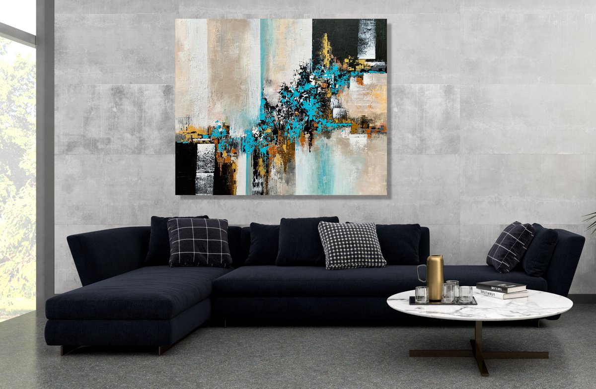 Abstract Acrylic Painting By Julijana Ravbar, 47 X 39", Stronger Together, Original Artwork