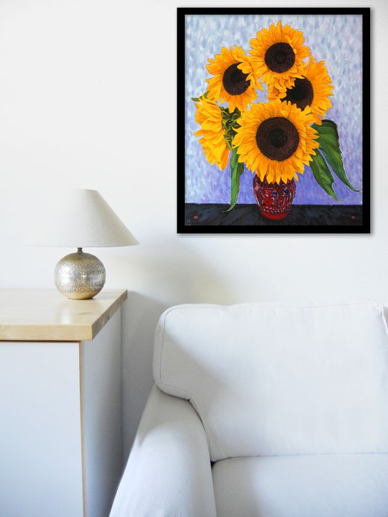 Large Five Sunflowers