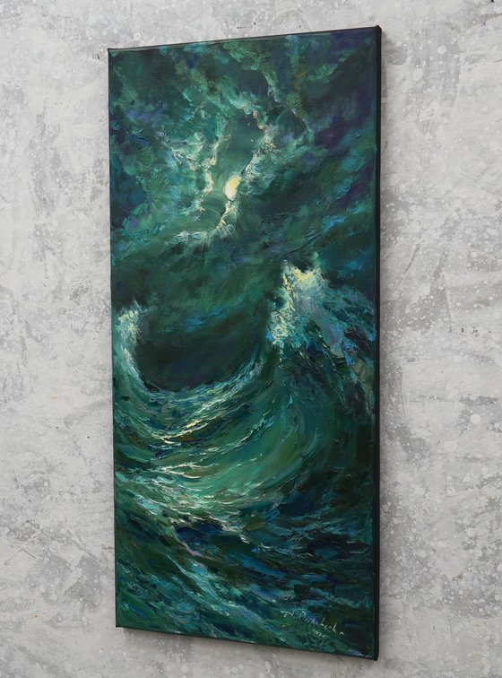 Night storm seascape