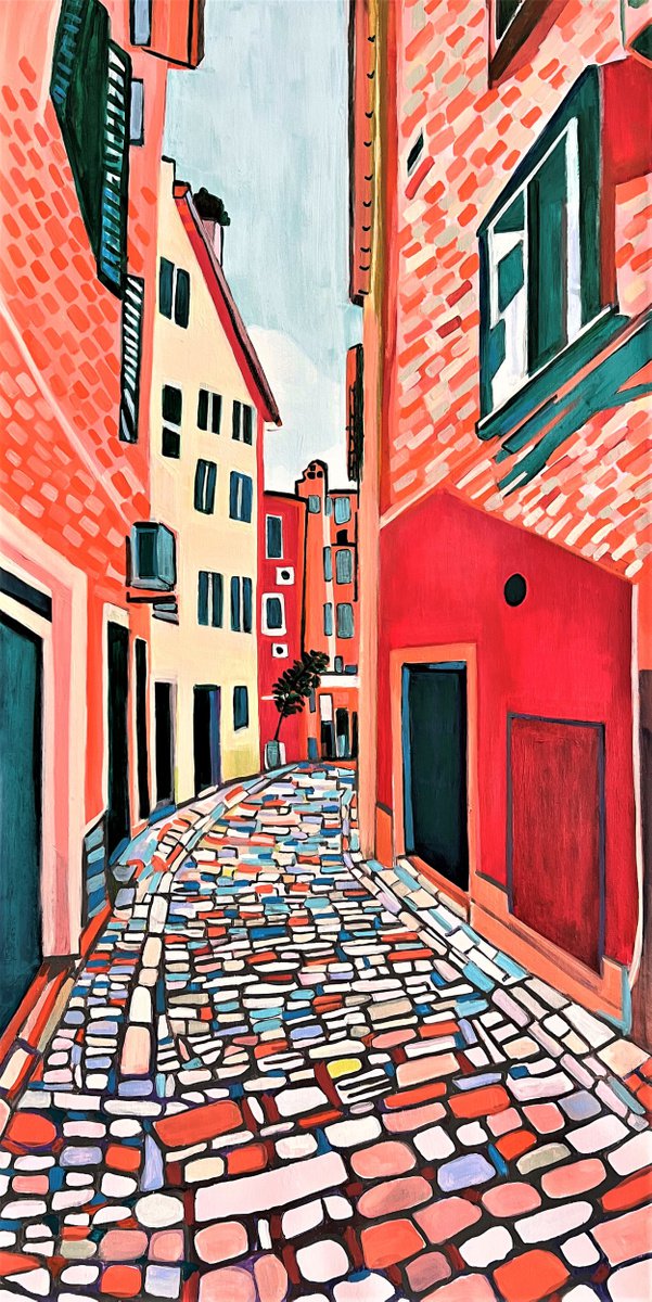 Mediterranean street / 120,5 x 61 x 0,1 cm by Alexandra Djokic
