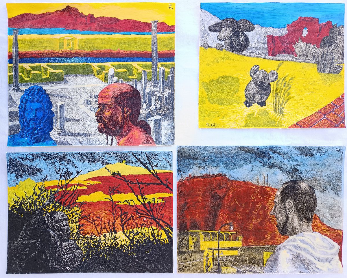 Portrait Painting By Antonio Mele, 27 X 22, Campi Flegrei 4, Original Artwork