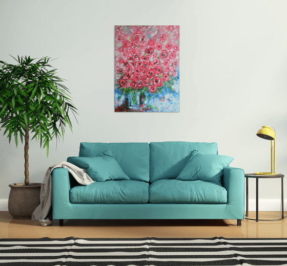 Bouquet of Roses -Large Home Decor Modern abstract flowers