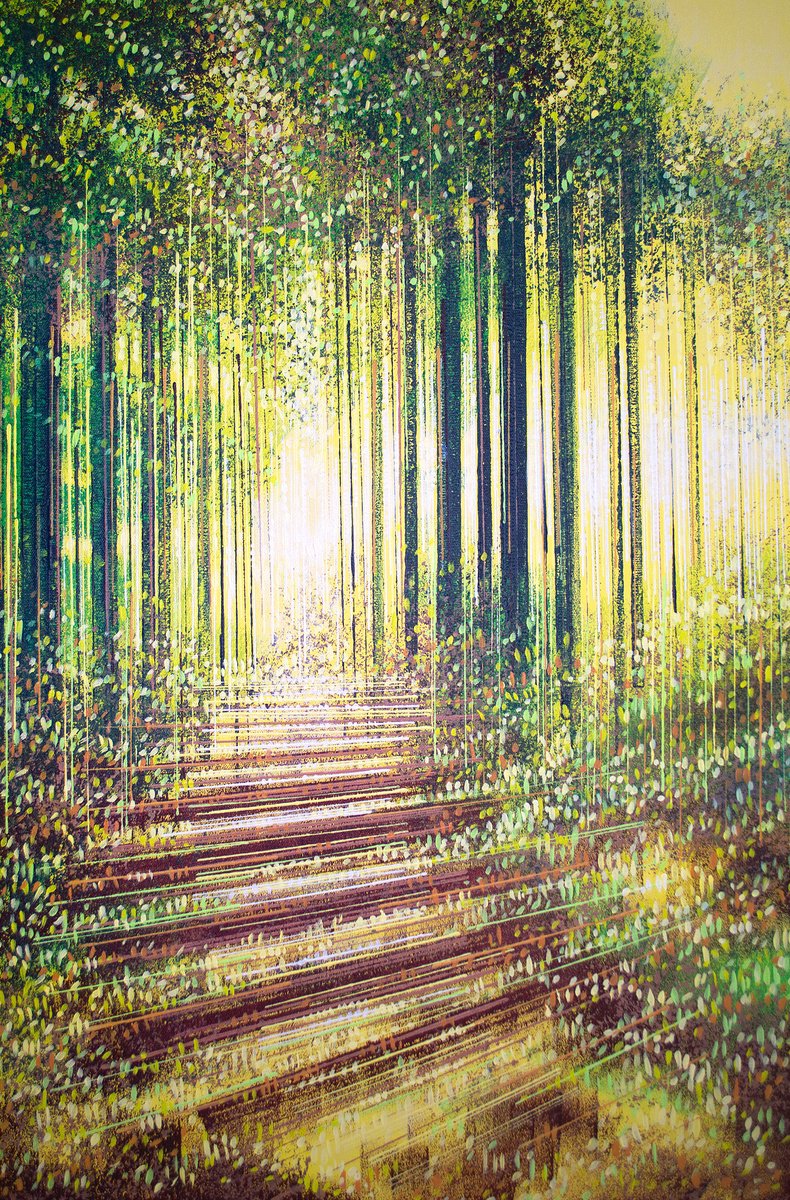 Impressionistic Landscape Acrylic Painting By Marc Todd, 20 X 30", Summer Trees, Original Artwork