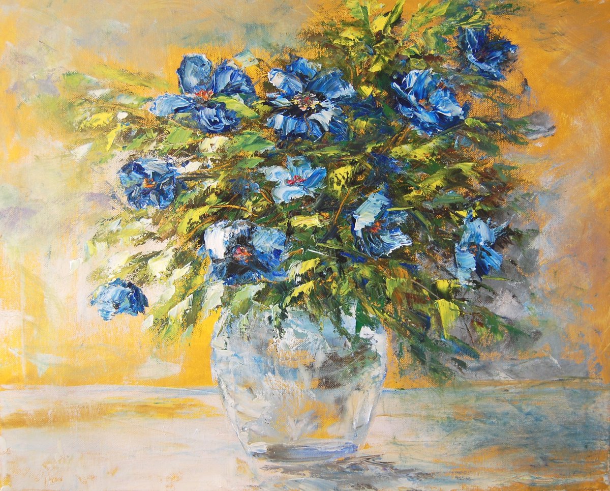 Flowers in blue by Mikhail Nikitsenka