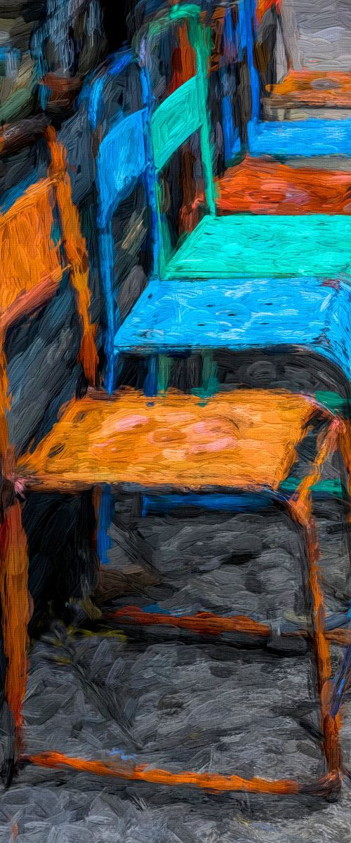 Chairs in colour by Martin  Fry