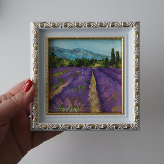 Mountain and Lavender Field