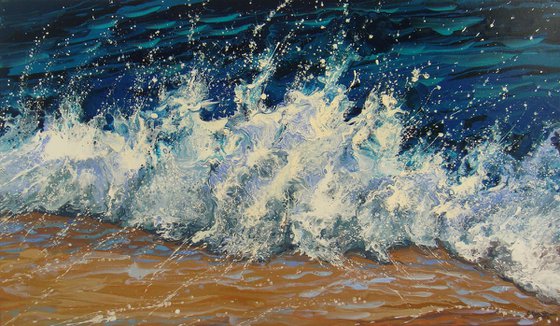 47.2” LARGE Seascape Painting “Waves”