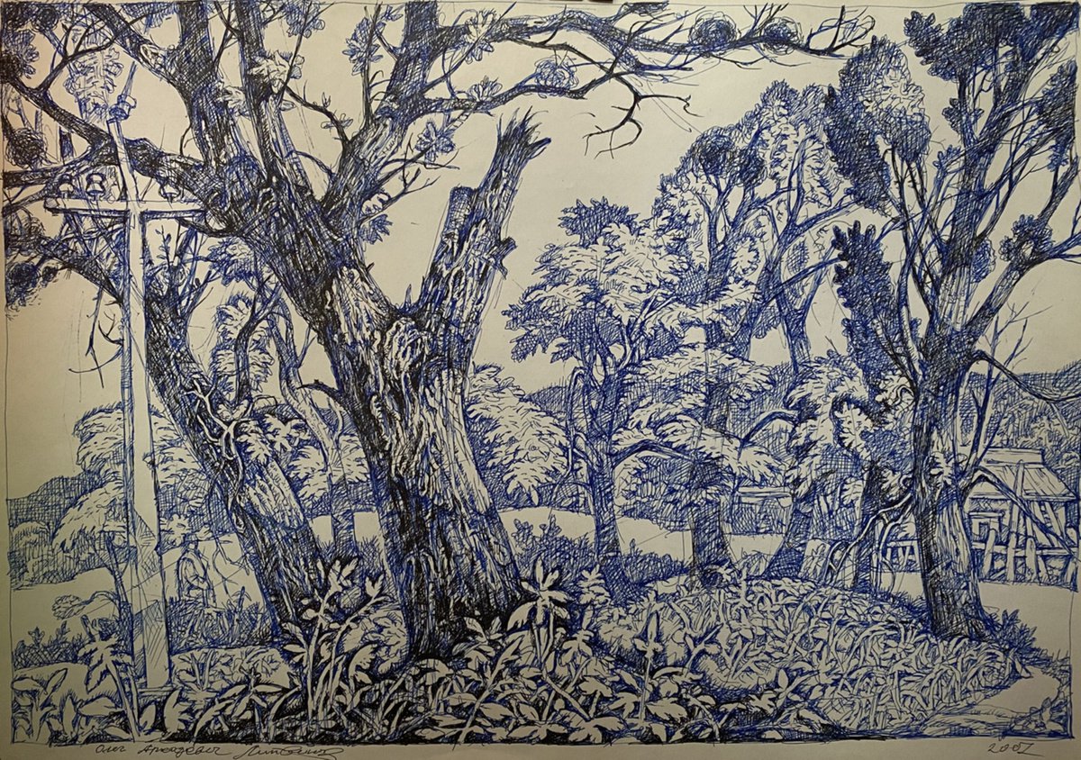 Impressionistic Landscape Painting By Oleg And Alexander Litvinov, 16 X 24", Blue Landscape, Original Artwork