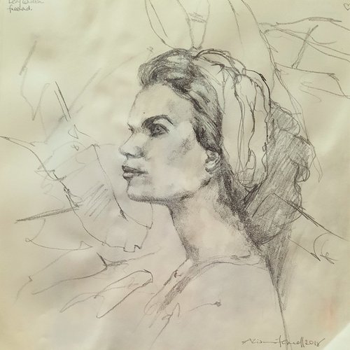 Graceful Glance - Original Pencil Head Study by Alison Fennell