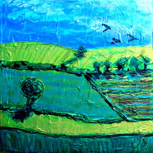 English Landscape I (small 20 cm x 20 cm) by Paul J Best