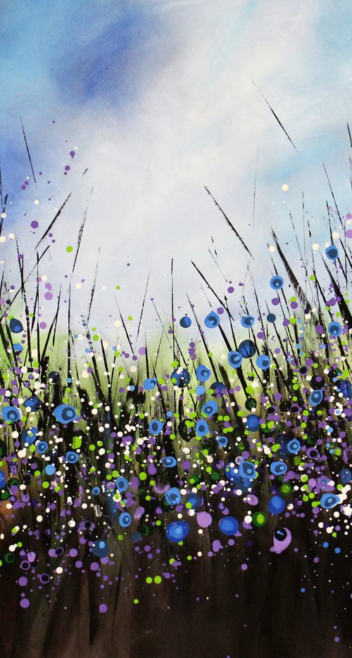 "Purple Breeze" #2 - Extra Large original abstract floral painting by Cecilia Frigati