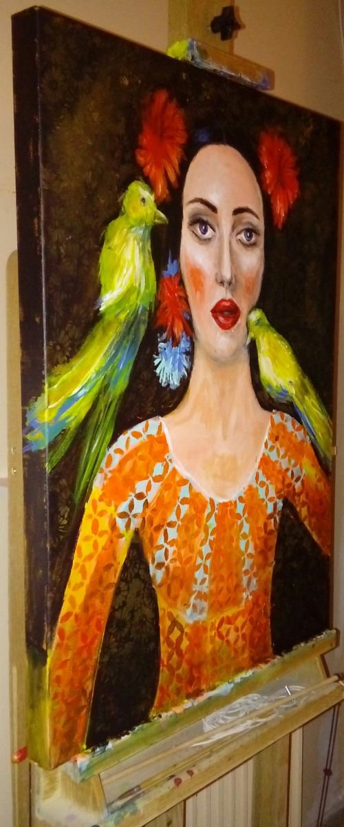 Woman with Birds by Nektaria Giannoulakou