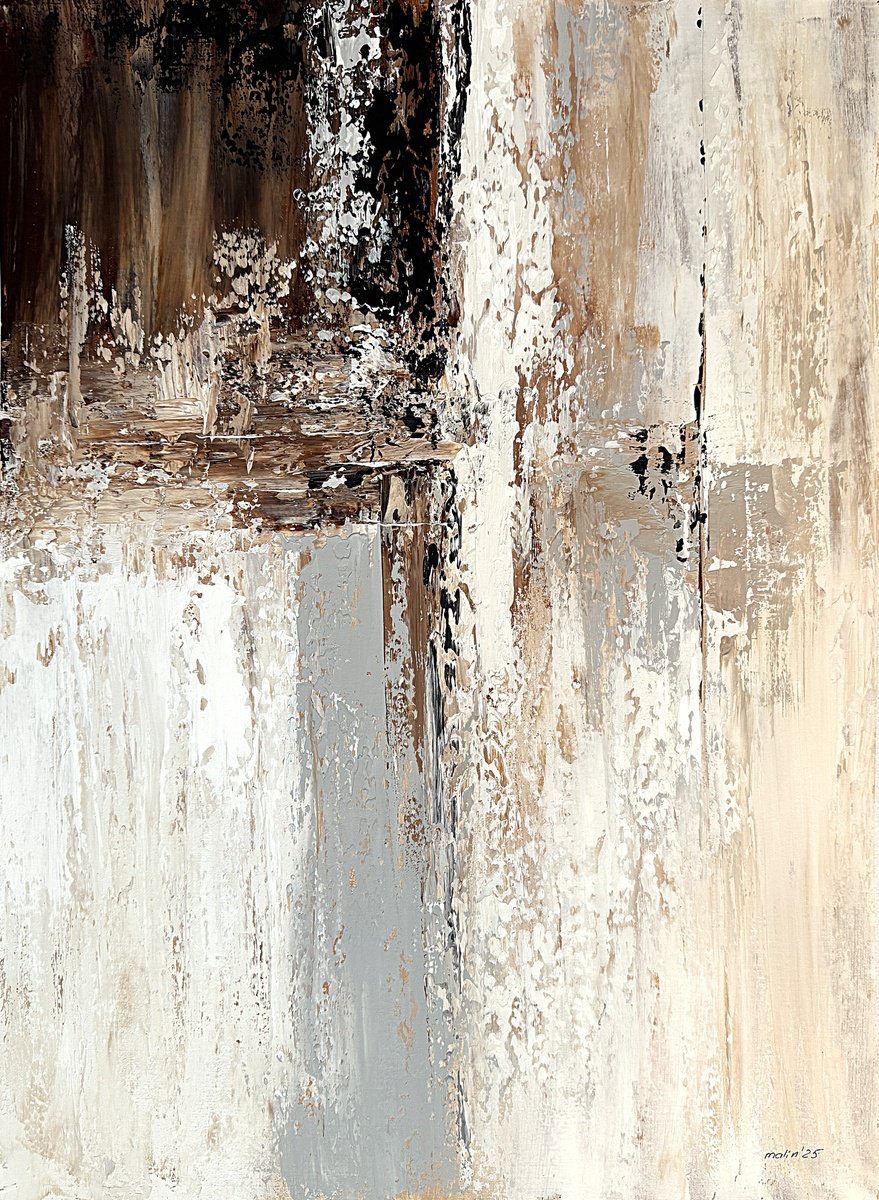 Expressive Abstract Acrylic Painting By Tatiana Malinovscaia, 23 X 30", Whispers Of Earth Abstract, Original Artwork