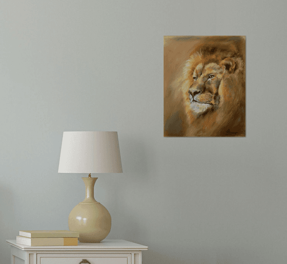 Lion Portrait - Original Pastel Drawing