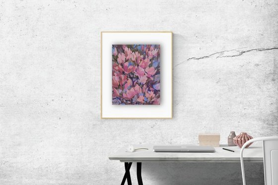 Magnolia-3 - original artwork, oil painting, tree flowers
