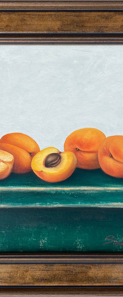 Still life- apricot (25x25cm, oil painting, ready to hang) by Gevorg Sinanian