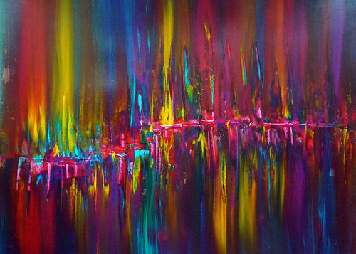 Bright Neon Rainbow Path by Richard Vloemans