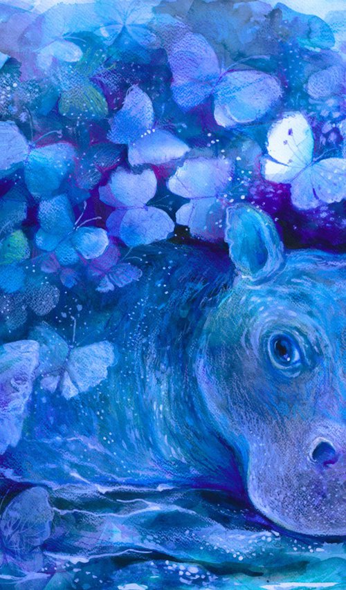 Indigo Hippopotamus by Oxana Zaika