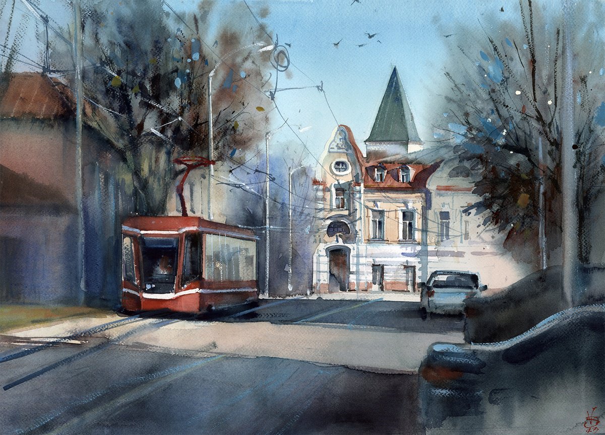 The red tram by Victoria Sevastyanova