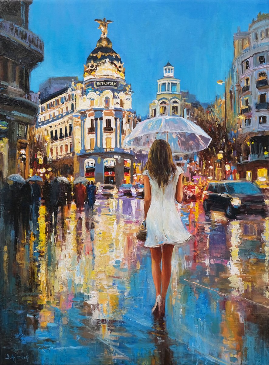 Madrid In The Rain By Behshad Arjomandi, 24 X 32, Artwork For Sale On Artfinder