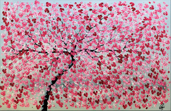Alone   acrylic abstract painting cherry blossoms nature painting framed canvas wall art