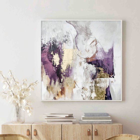 "Pink Sobriety" Abstract purple gold wall art