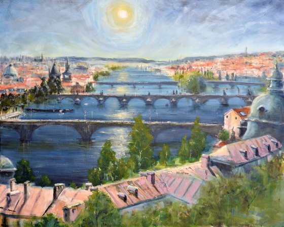 Suny roofs of Prague original painting