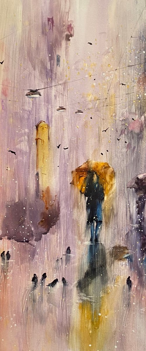 Sold Watercolor “Evening rain” perfect gift by Iulia Carchelan