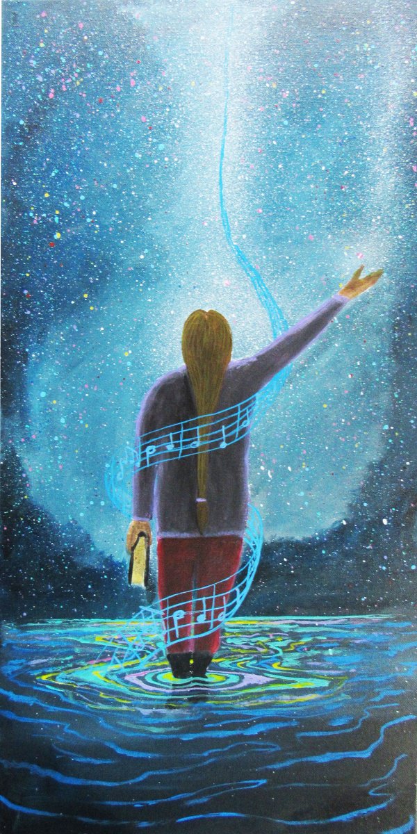 Impressionistic Abstract Acrylic Painting By William F. Adams, 12 X 24", I