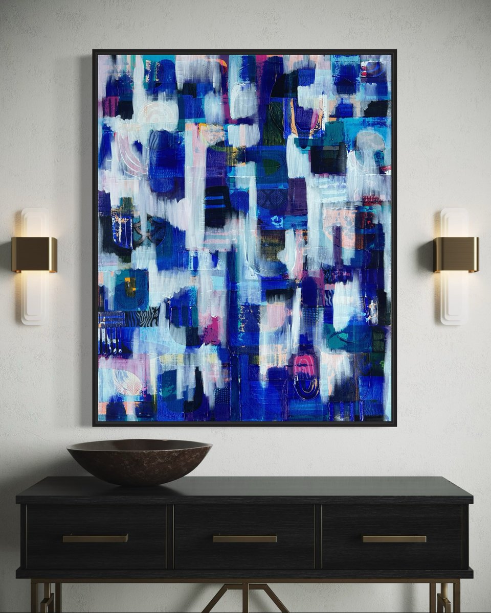 Abstract Painting By Samantha Malone, 31 X 39", What Lies Below, Original Artwork