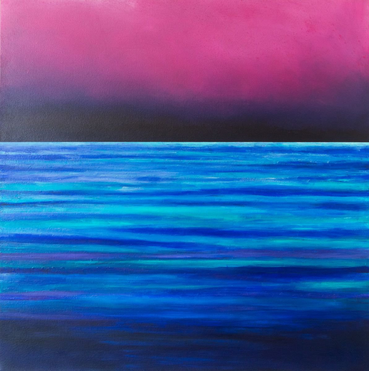 Abstract Acrylic Painting By Stefan Fierros, 28 X 28", Serene Dusk, Original Artwork