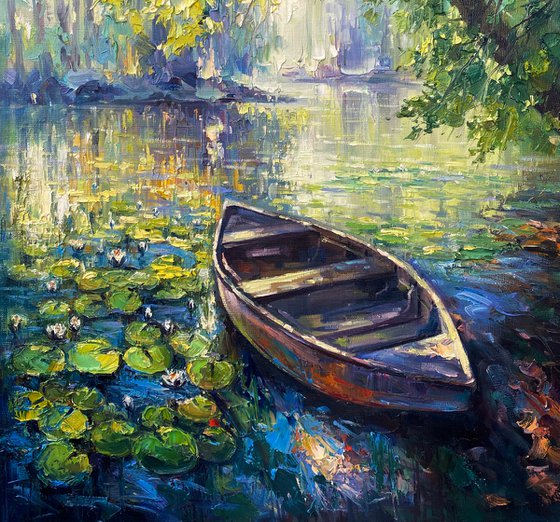 "Water-Lilies"original oil painting by Artem Grunyka