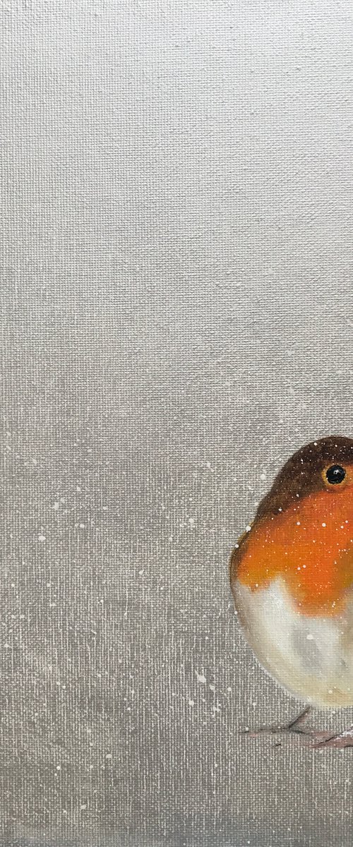 Little Robin ~ on silver by Laure Bury