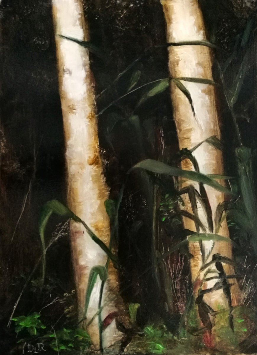 Impressionistic Botanical Oil Painting By Daniela Roughsedge, 9 X 12, The Edge Of Forest, Original Artwork