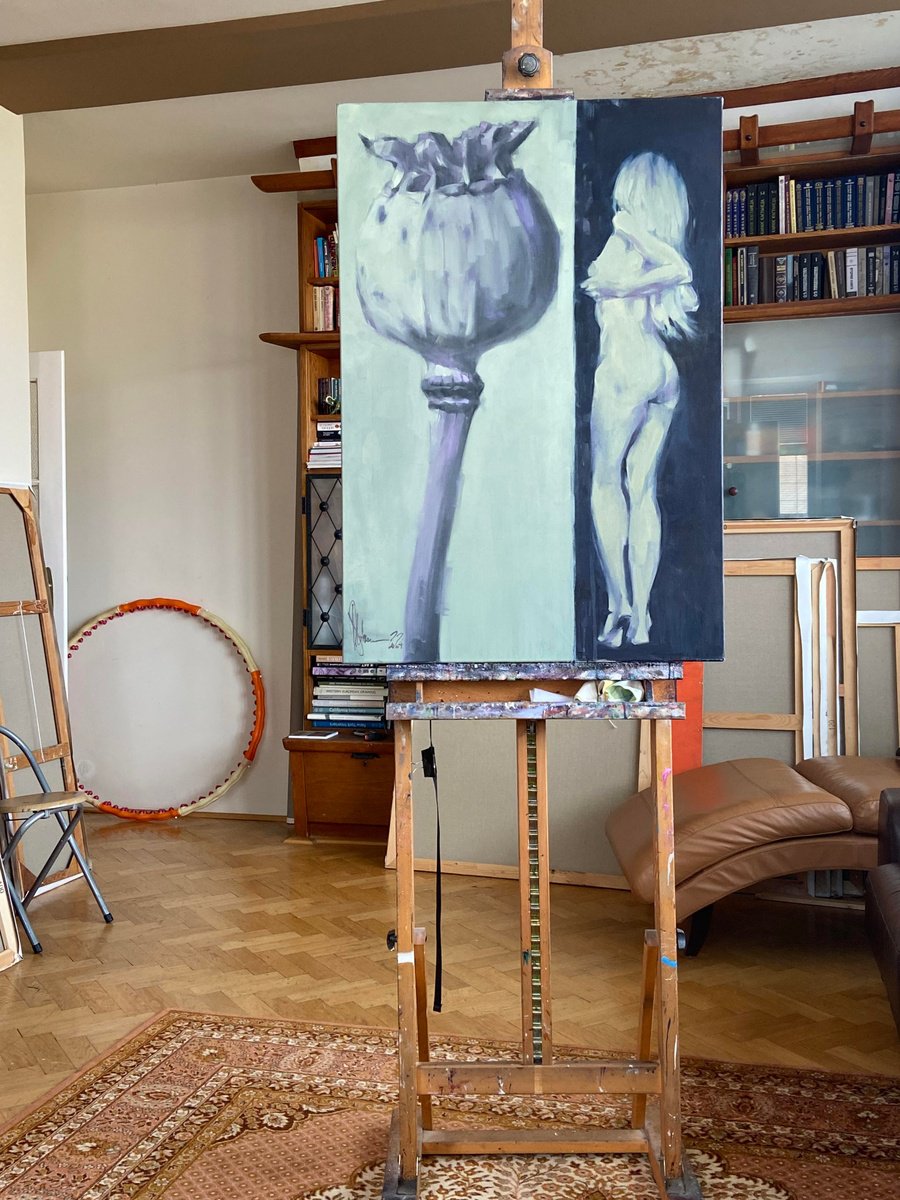 Impressionistic Animal Oil Painting By Igor Shulman, 28 X 28, Geese And The Universe., Original Artwork