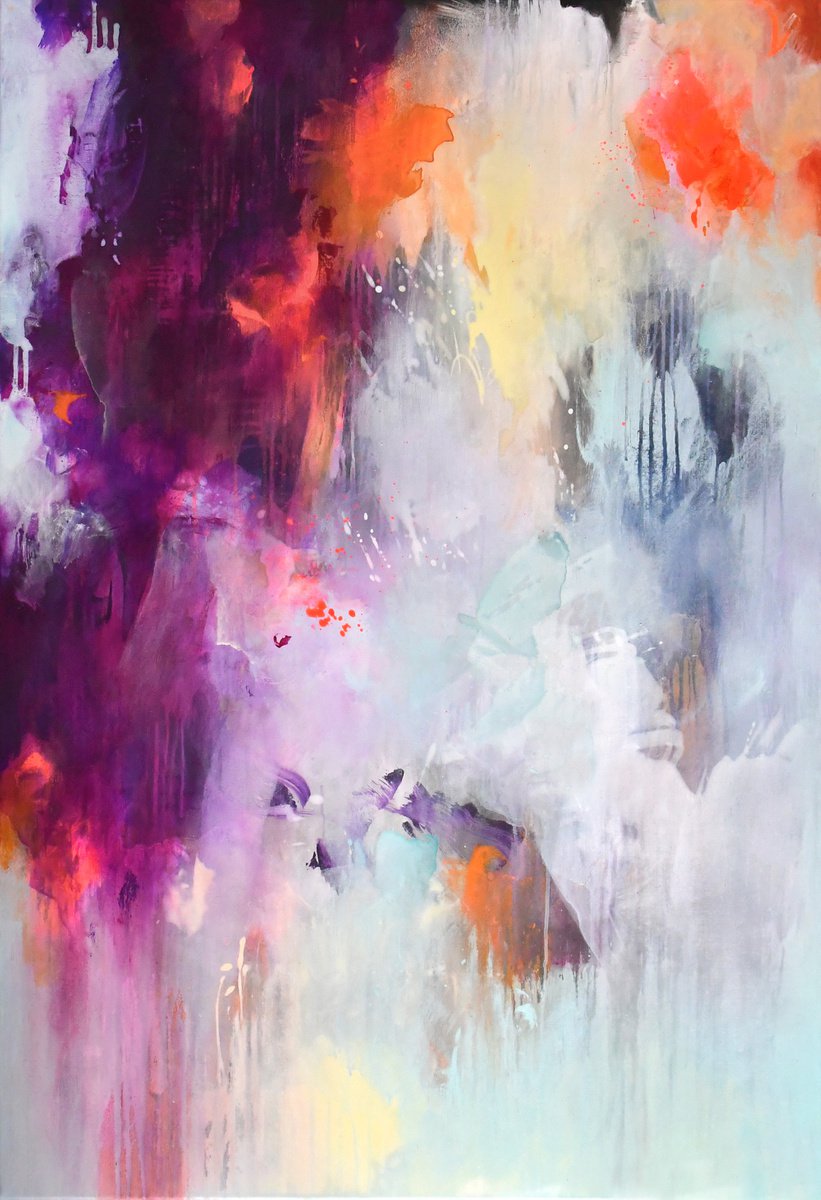 Abstract Acrylic Painting By Kirsten Handelmann, 35 X 51", Siesta, Original Artwork