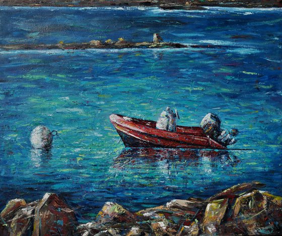 Seascape Brittany, Oil painting 55 x 46 cm