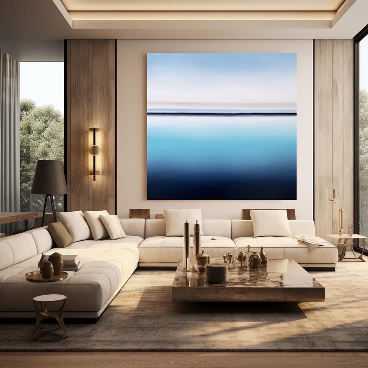 Surrealistic Landscape Oil Painting By Larissa Uvarova, 39 X 39", Deep Inside 76, Original Artwork